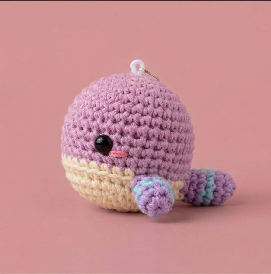 Baleine en crochet Bias Wrecker, violet lilas et crème