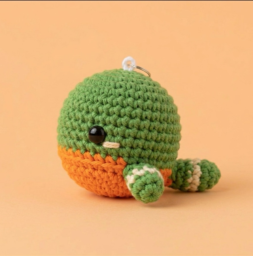 Baleine en crochet Comeback, vert et orange